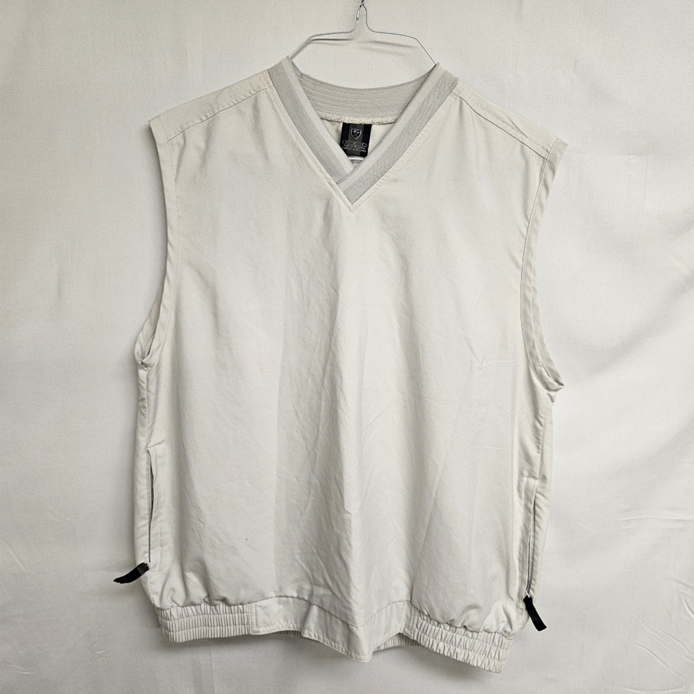 Nike Mens Golf Vest Pullover Tan White Mesh Lined Zipped Pockets